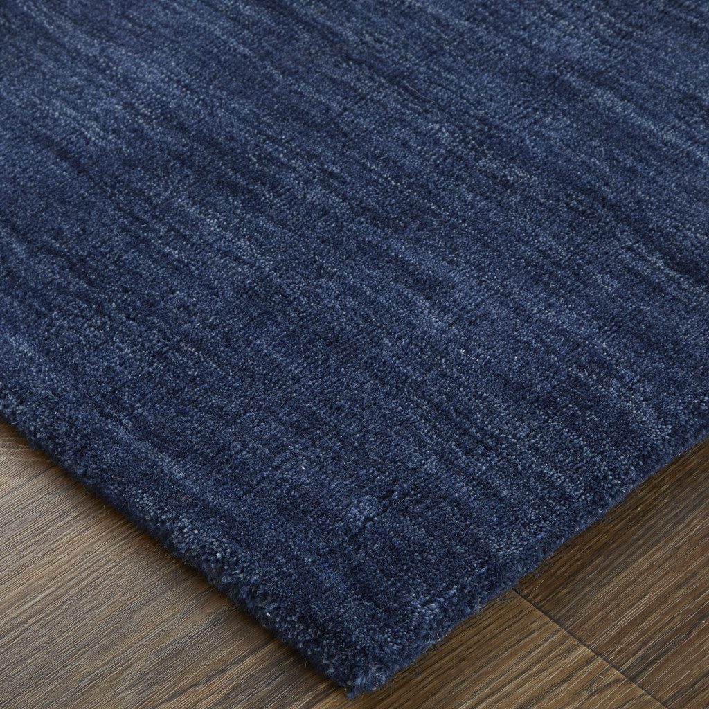 8′ X 11′ Blue Wool Hand Woven Area Rug