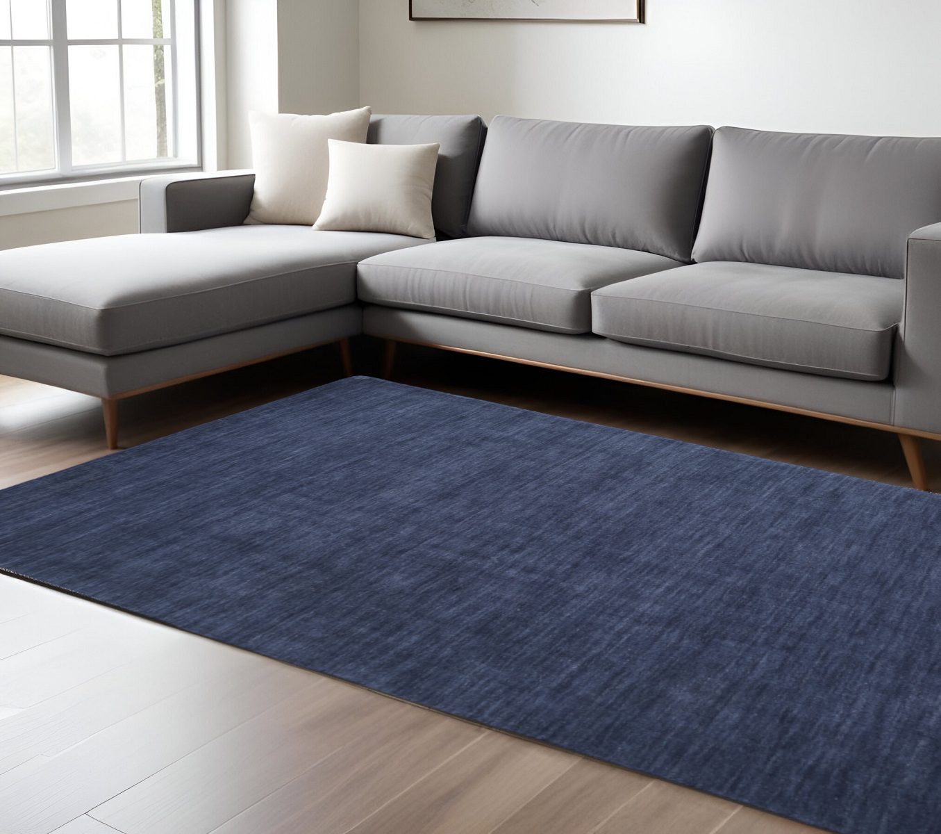 8′ X 11′ Blue Wool Hand Woven Area Rug