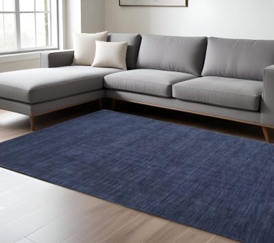 10′ X 13′ Blue Wool Hand Woven Area Rug