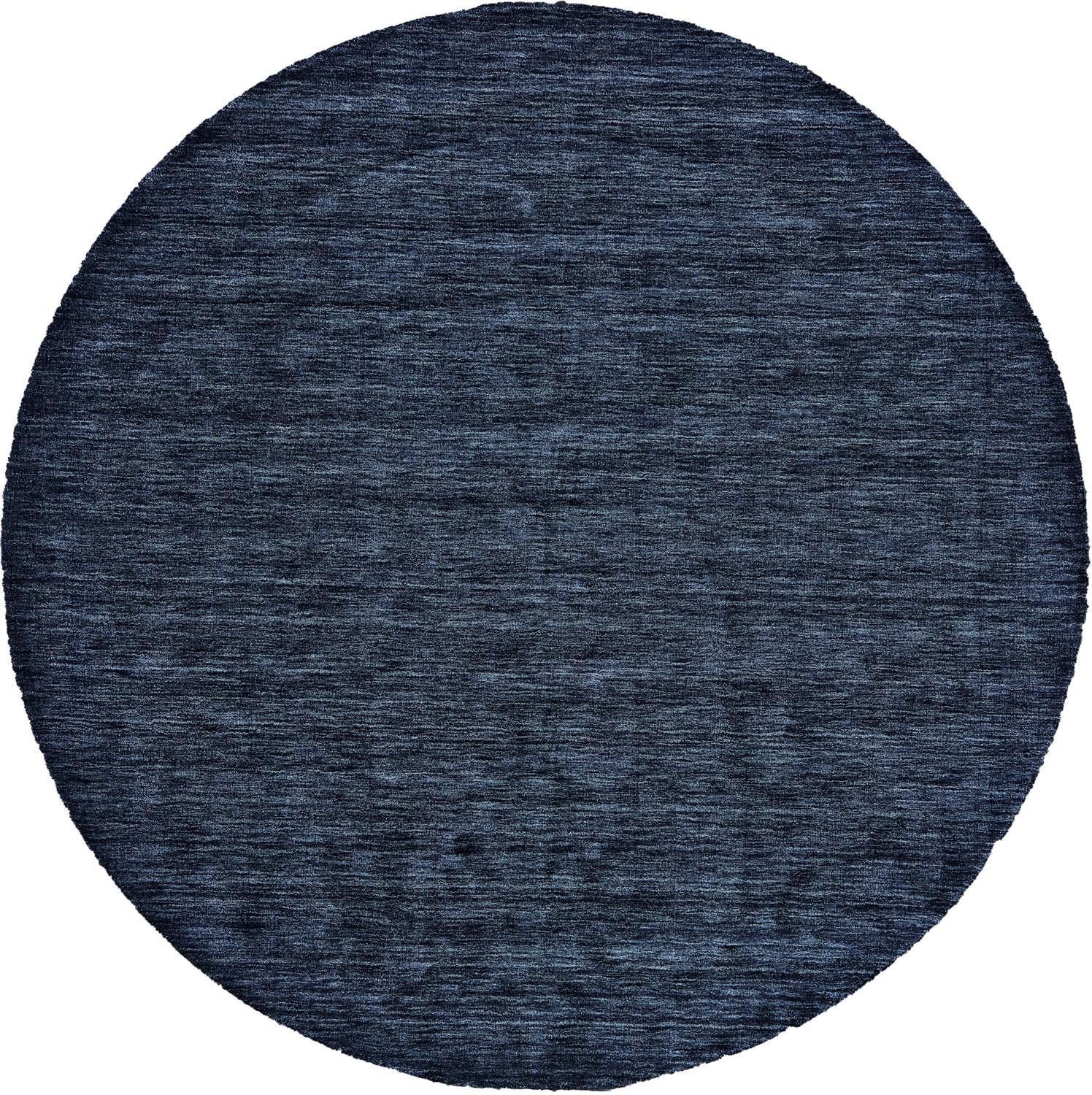 8′ Blue Hand Woven Wool Round Rug