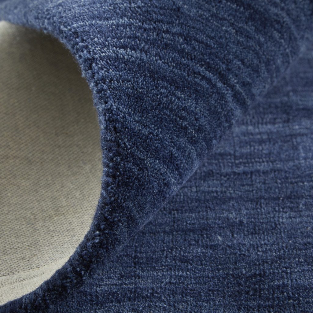 8′ Blue Hand Woven Wool Round Rug