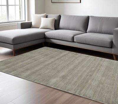 10′ X 13′ Gray and Ivory Wool Area Rug