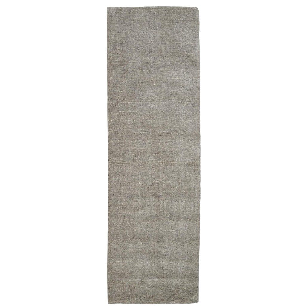 8′ Gray and Ivory Shag Hand Woven Runner Rug