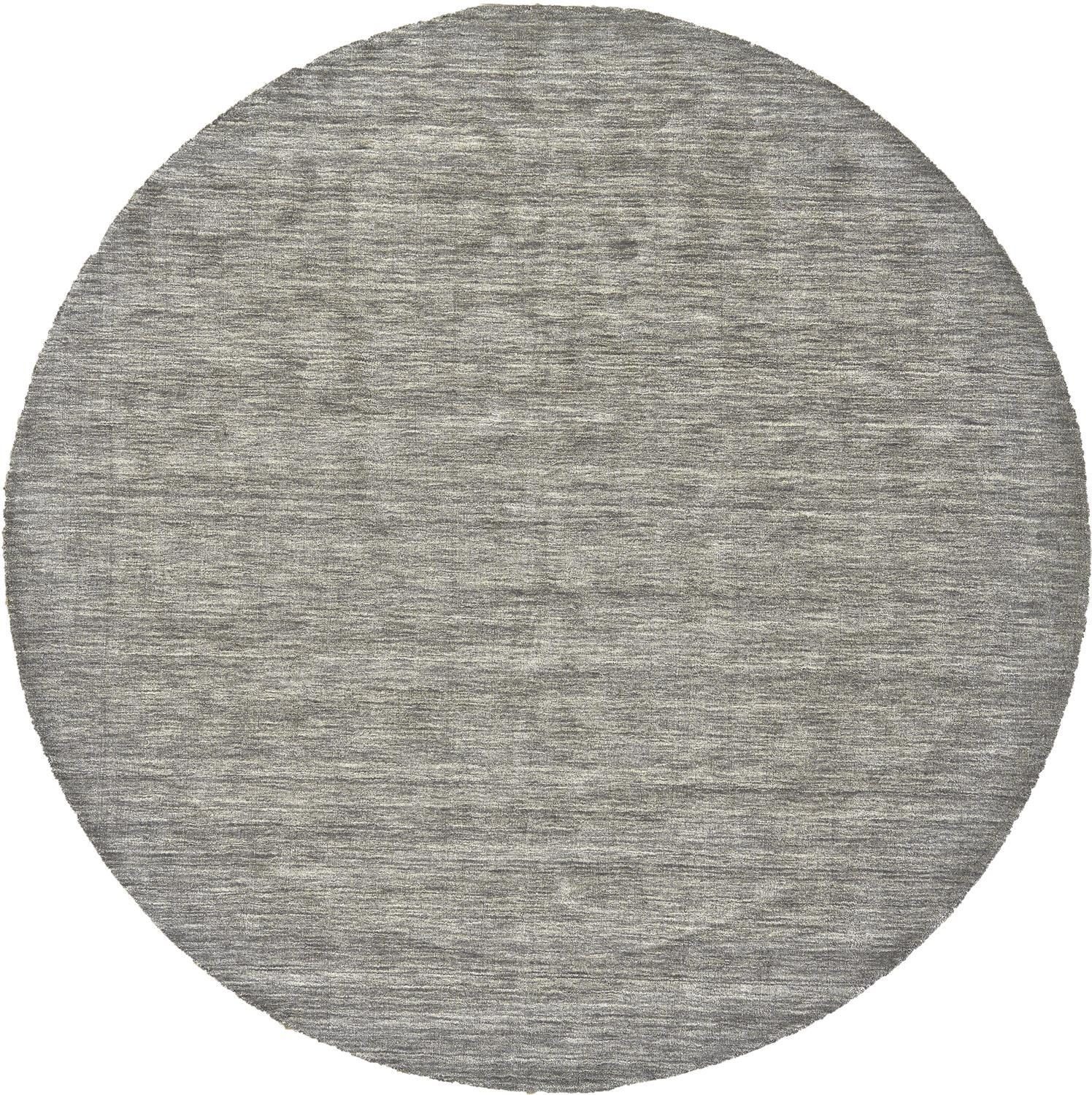 10′ Gray and Ivory Hand Woven Wool Round Rug