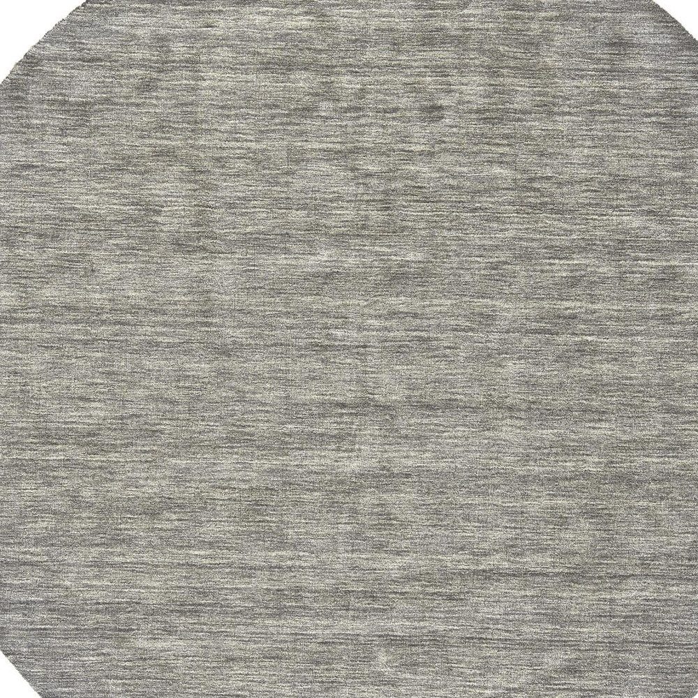 10′ Gray and Ivory Hand Woven Wool Round Rug