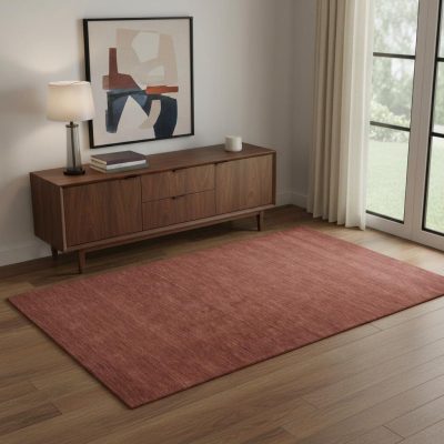 4′ × 6′ Orange And Red Wool Area Rug