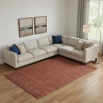8′ × 11′ Orange And Red Wool Area Rug