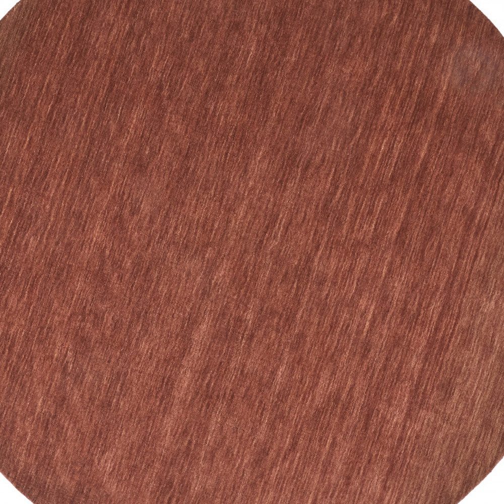 8′ Orange and Red Hand Woven Wool Round Rug