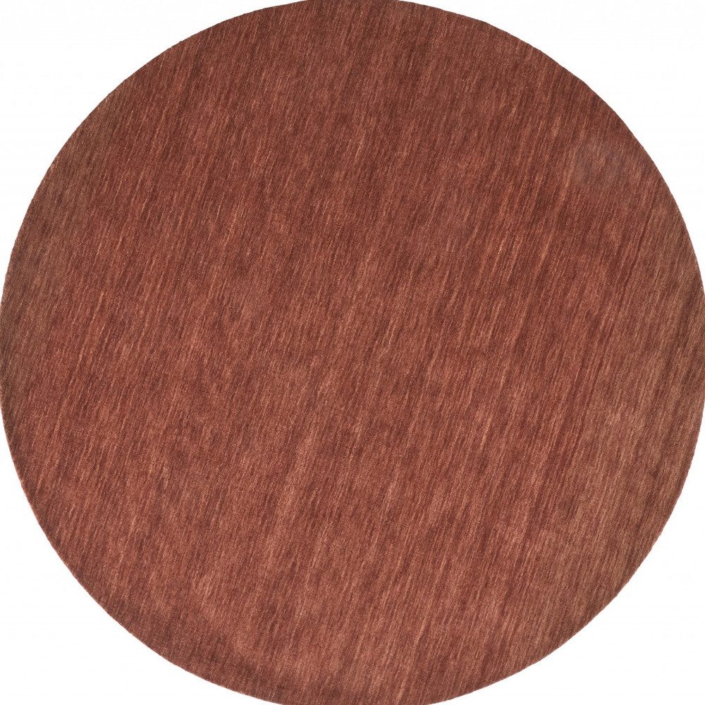 8′ Orange and Red Hand Woven Wool Round Rug