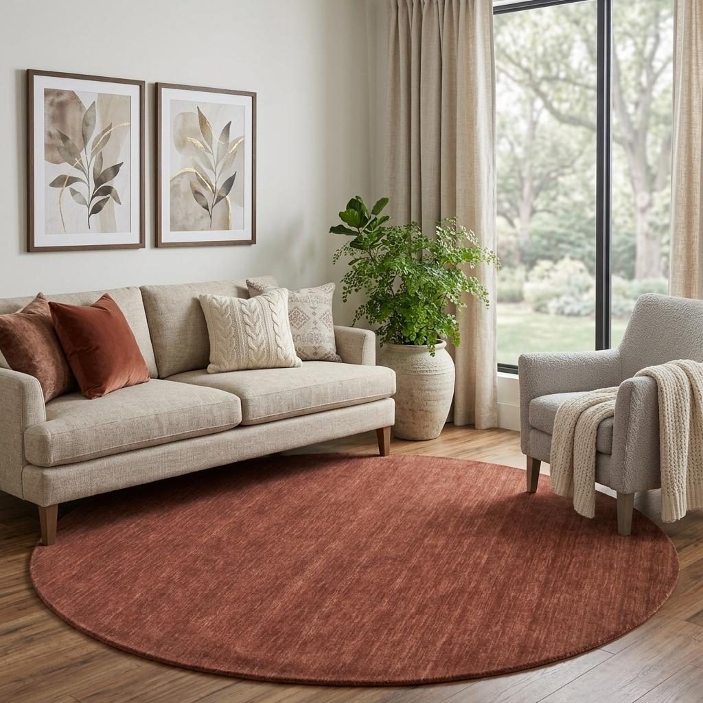 10′ Orange and Red Hand Woven Wool Round Rug