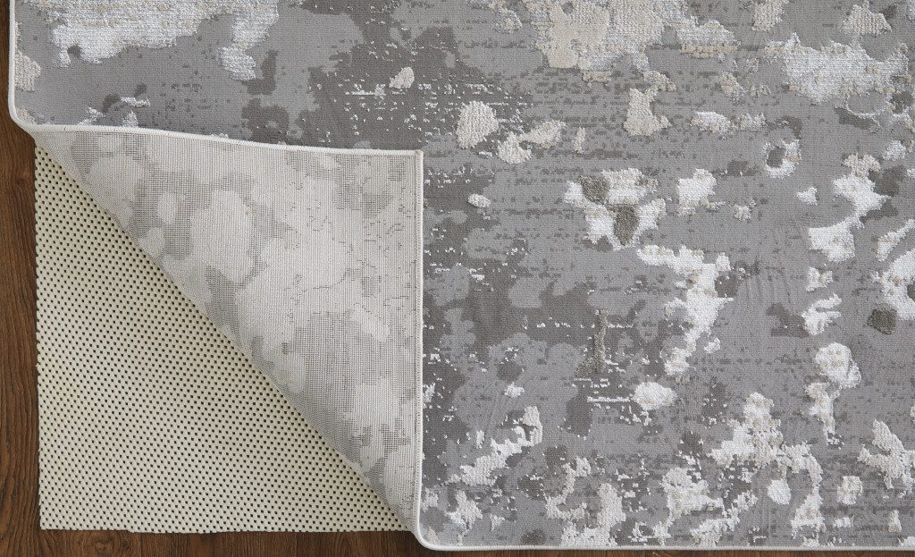 4′ X 6′ Silver Gray And White Abstract Area Rug
