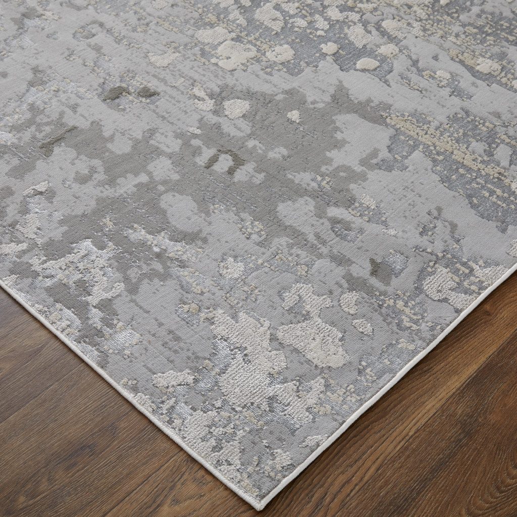 4′ X 6′ Silver Gray And White Abstract Area Rug