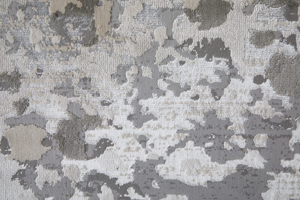 5′ X 8′ Silver Gray And White Abstract Area Rug