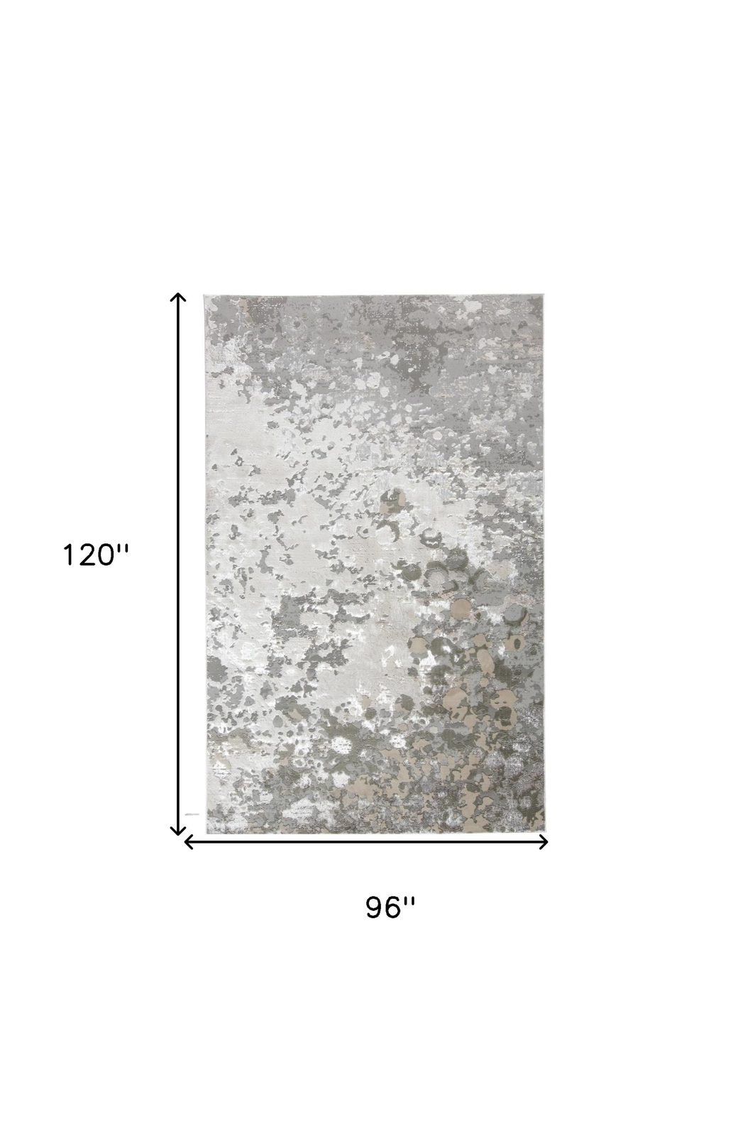 8′ X 10′ Silver and Gray Abstract Non-Skid Area Rug
