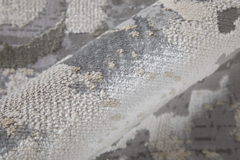 10′ X 13′ Silver Gray And White Abstract Area Rug