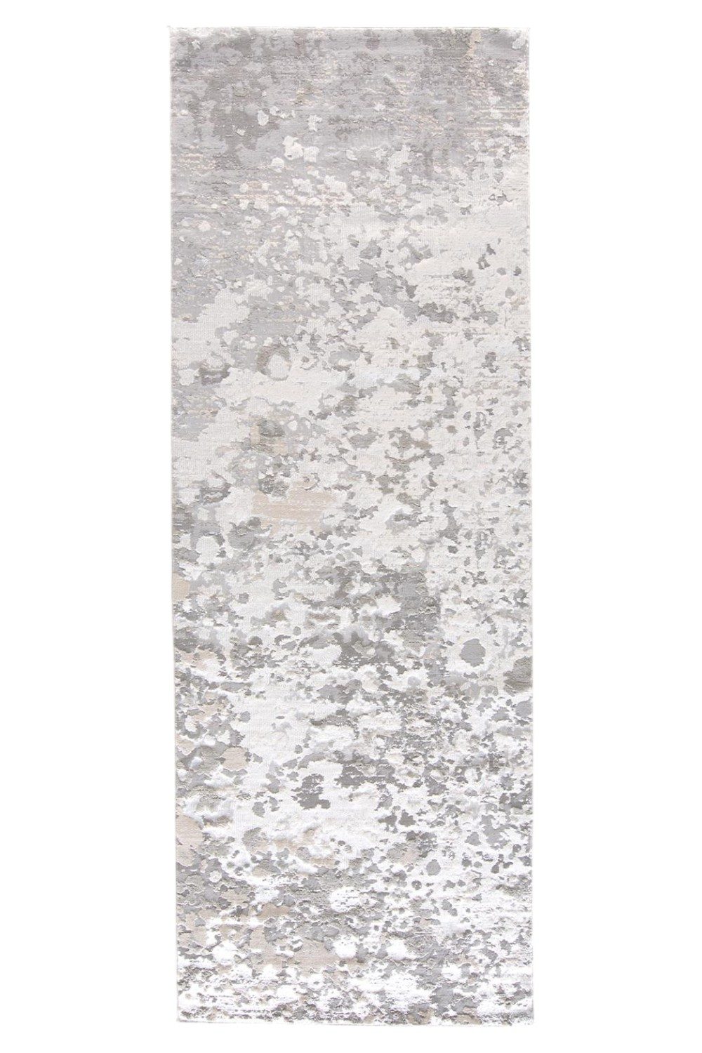 8′ Gray and Silver Abstract Power Loom Runner Rug
