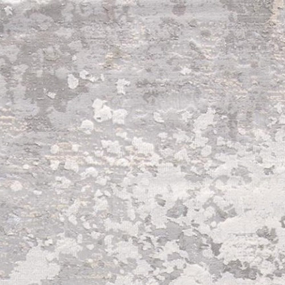 8′ Gray and Silver Abstract Power Loom Runner Rug