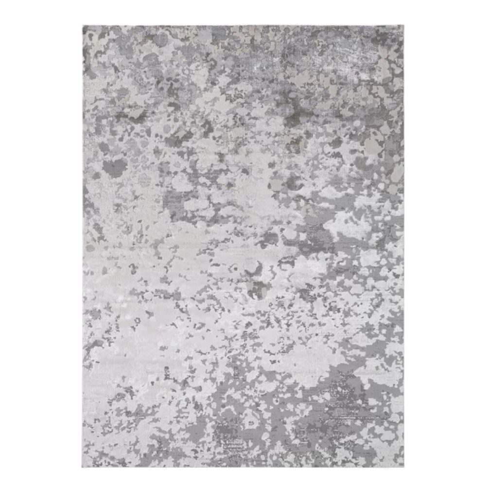 12′ X 18′ Silver Gray And White Abstract Area Rug