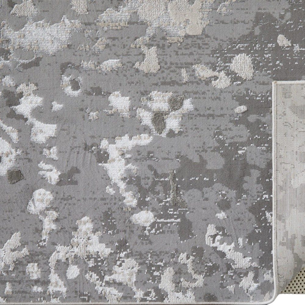 12′ X 18′ Silver Gray And White Abstract Area Rug