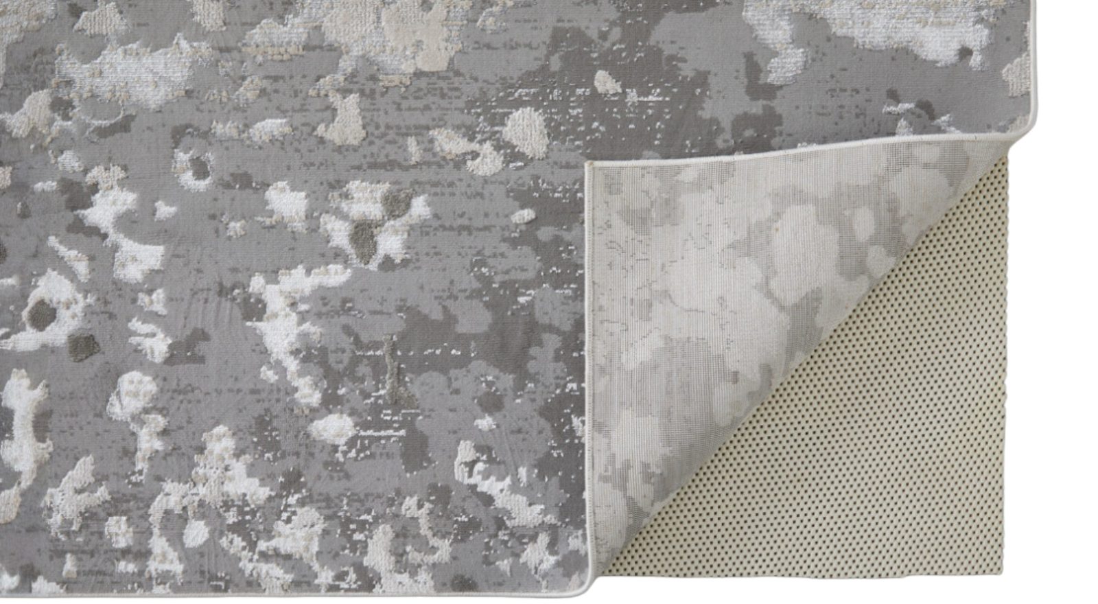 12′ X 18′ Silver Gray And White Abstract Area Rug