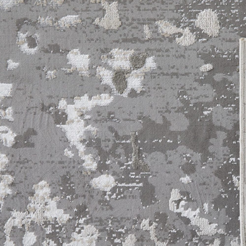 12′ X 18′ Silver Gray And White Abstract Area Rug