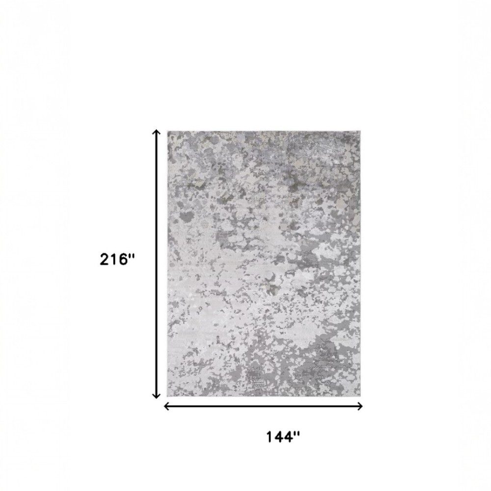 12′ X 18′ Silver Gray And White Abstract Area Rug