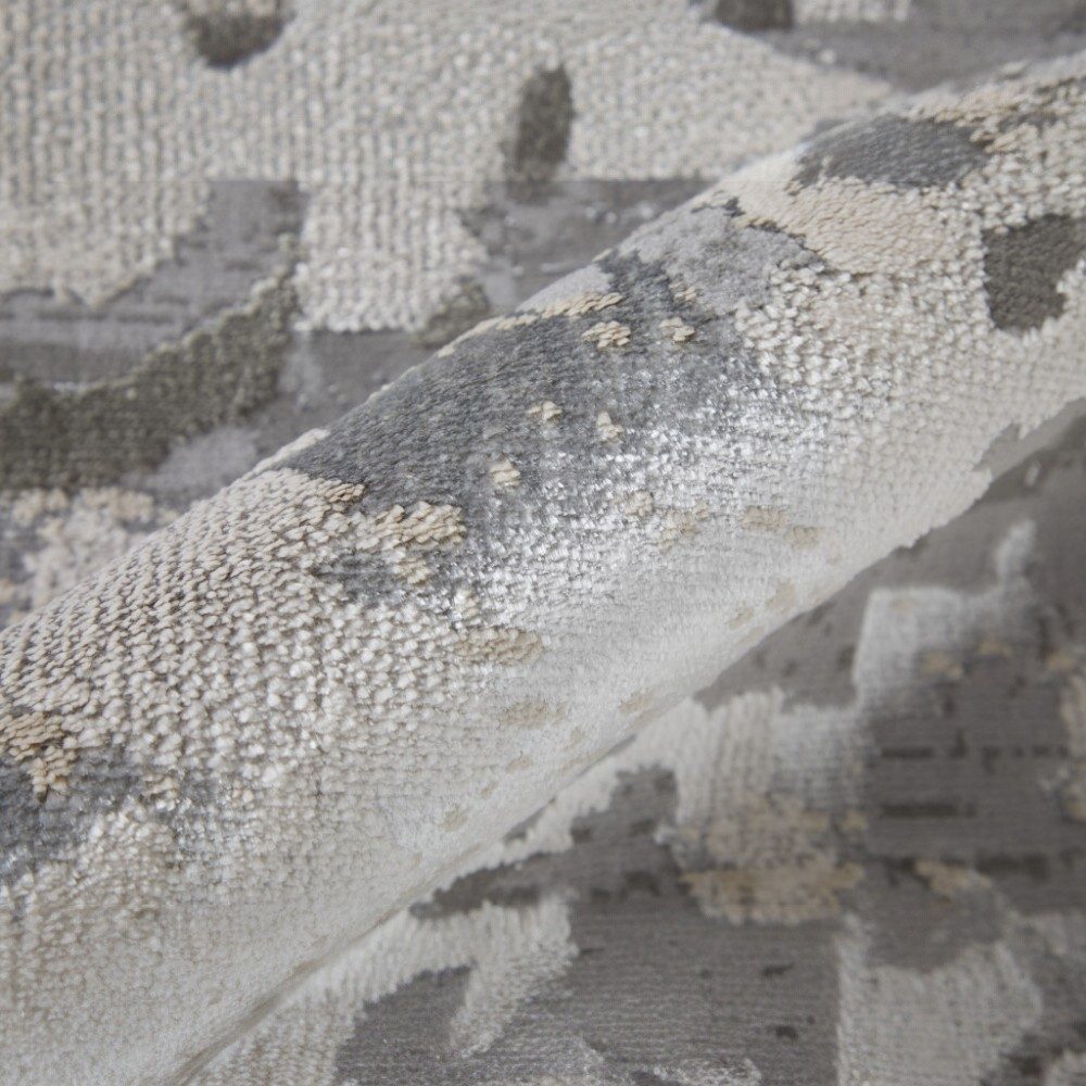 12′ X 18′ Silver Gray And White Abstract Area Rug