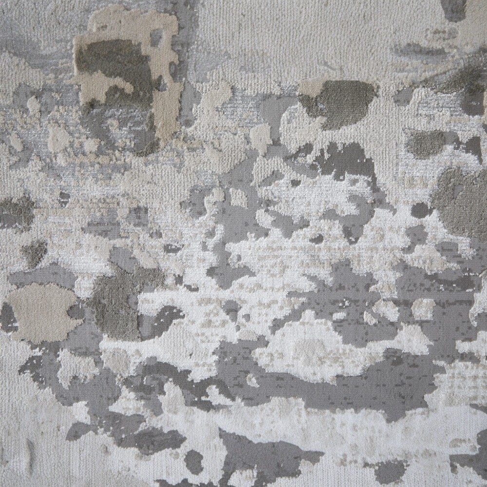 12′ X 18′ Silver Gray And White Abstract Area Rug
