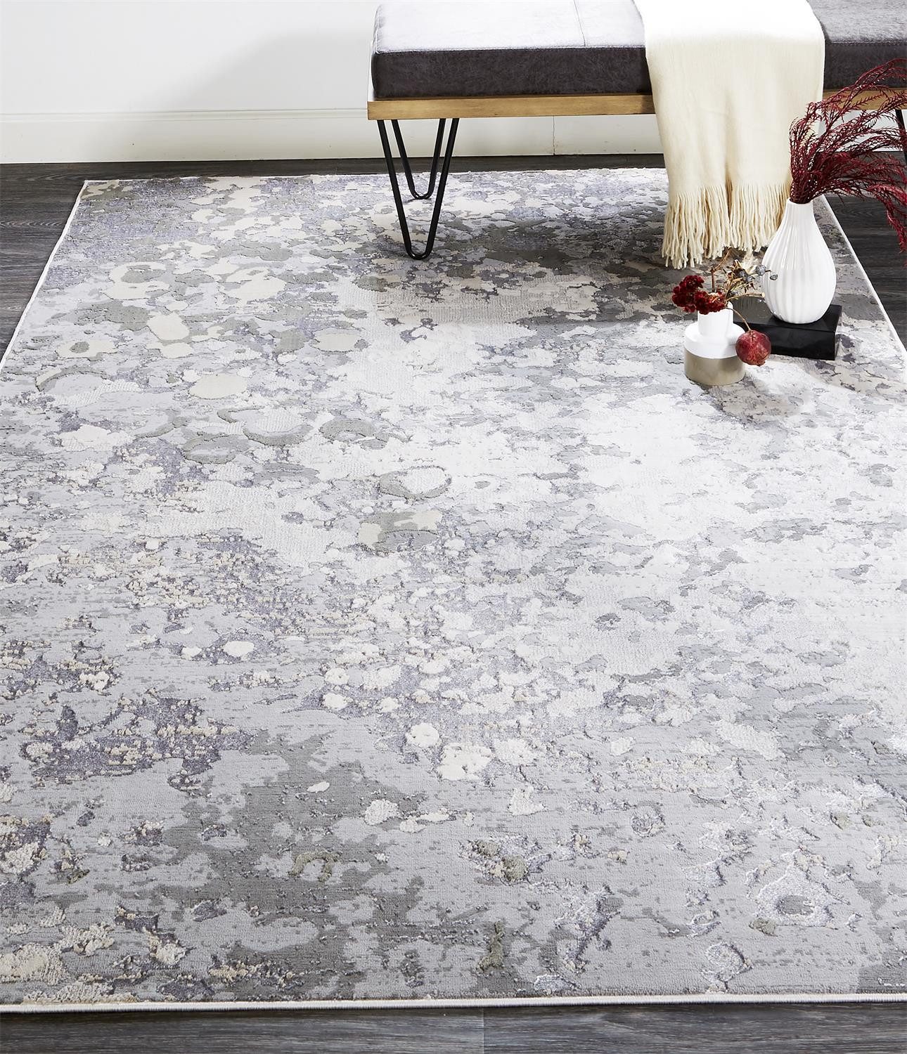 13′ X 20′ Silver And Gray Abstract Area Rug