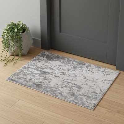 2′ X 3′ Silver Gray And White Abstract Area Rug