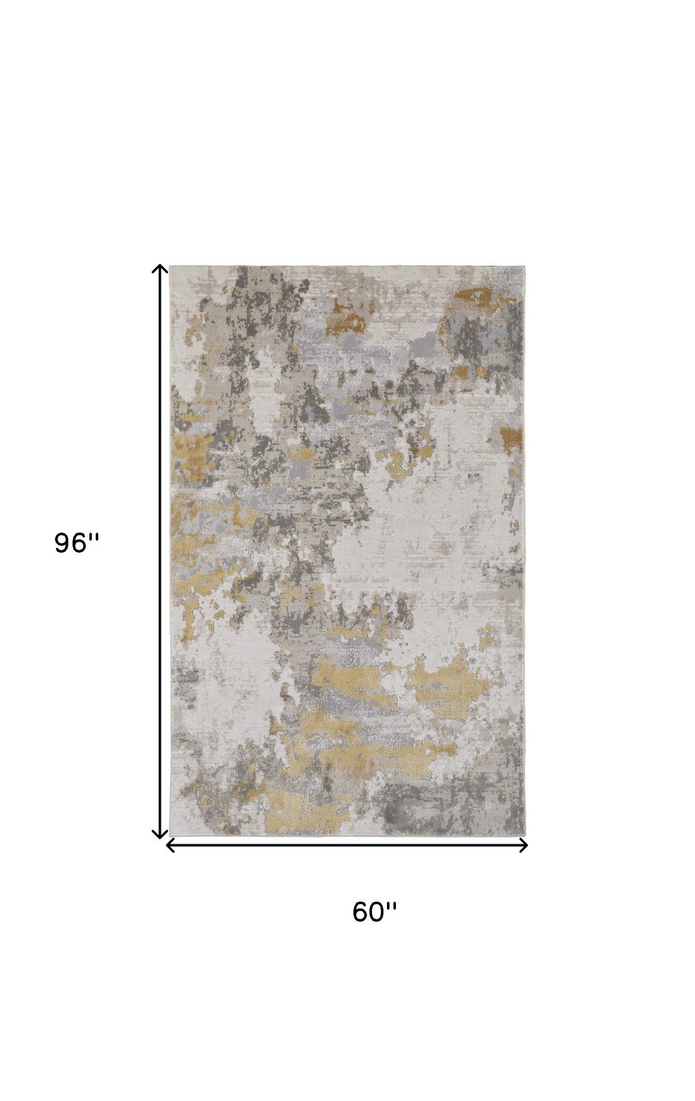 5′ X 8′ Ivory Gray and Gold Abstract Area Rug