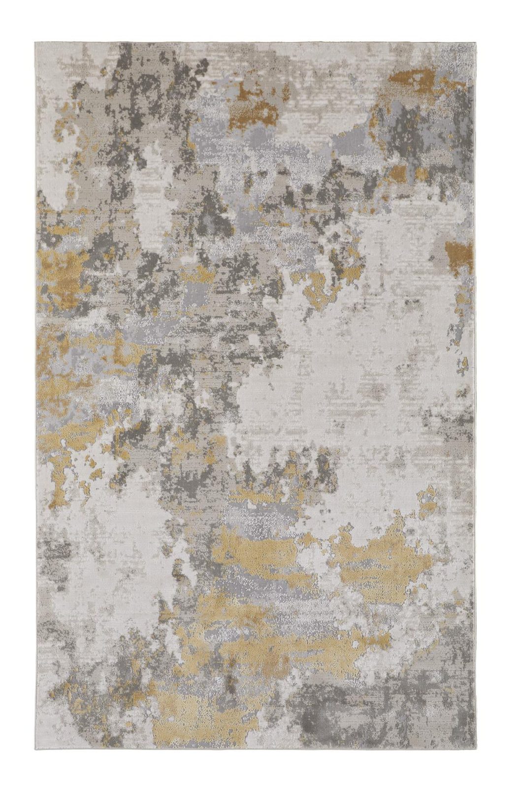 7′ X 10′ Ivory Gray And Gold Abstract Area Rug