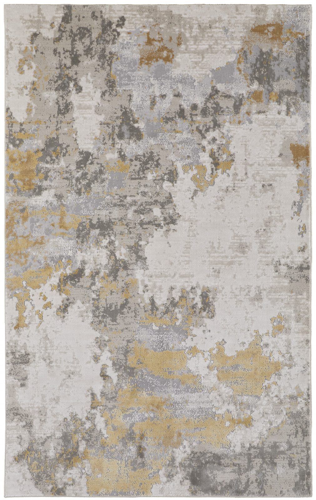 12′ X 15′ Ivory Gray And Gold Abstract Area Rug