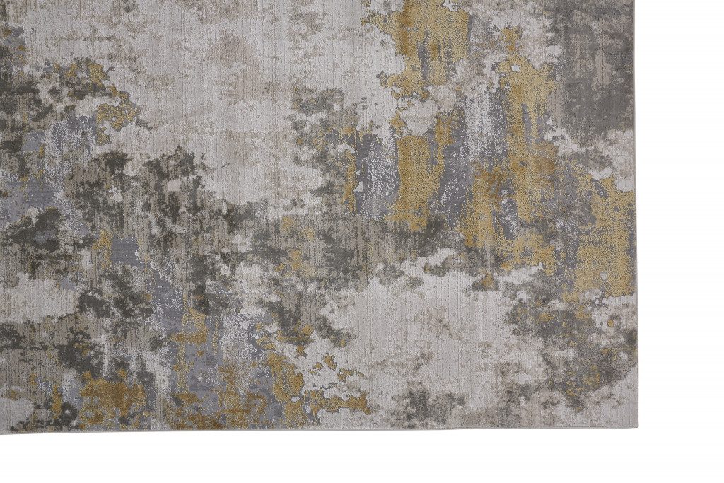 2′ X 3′ Ivory Gray and Gold Abstract Area Rug