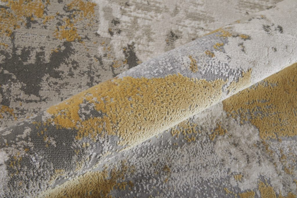 2′ X 3′ Ivory Gray and Gold Abstract Area Rug