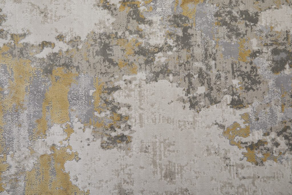 2′ X 3′ Ivory Gray and Gold Abstract Area Rug