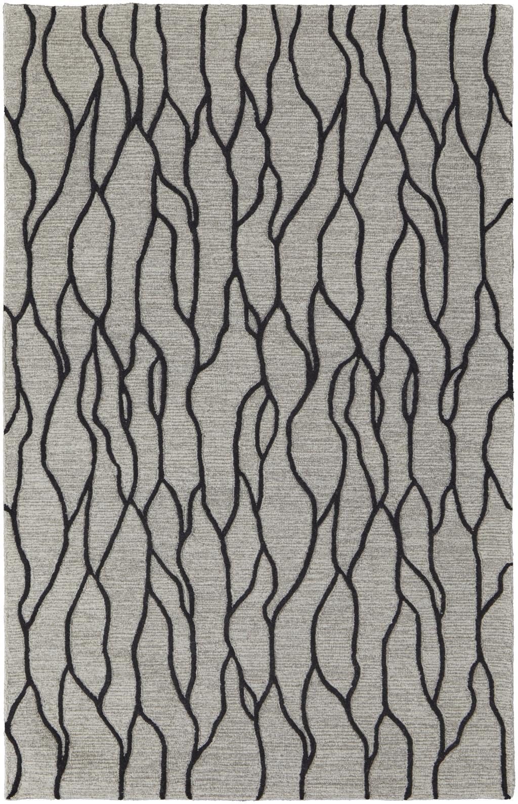 5′ X 8′ Gray And Black Wool Abstract Area Rug