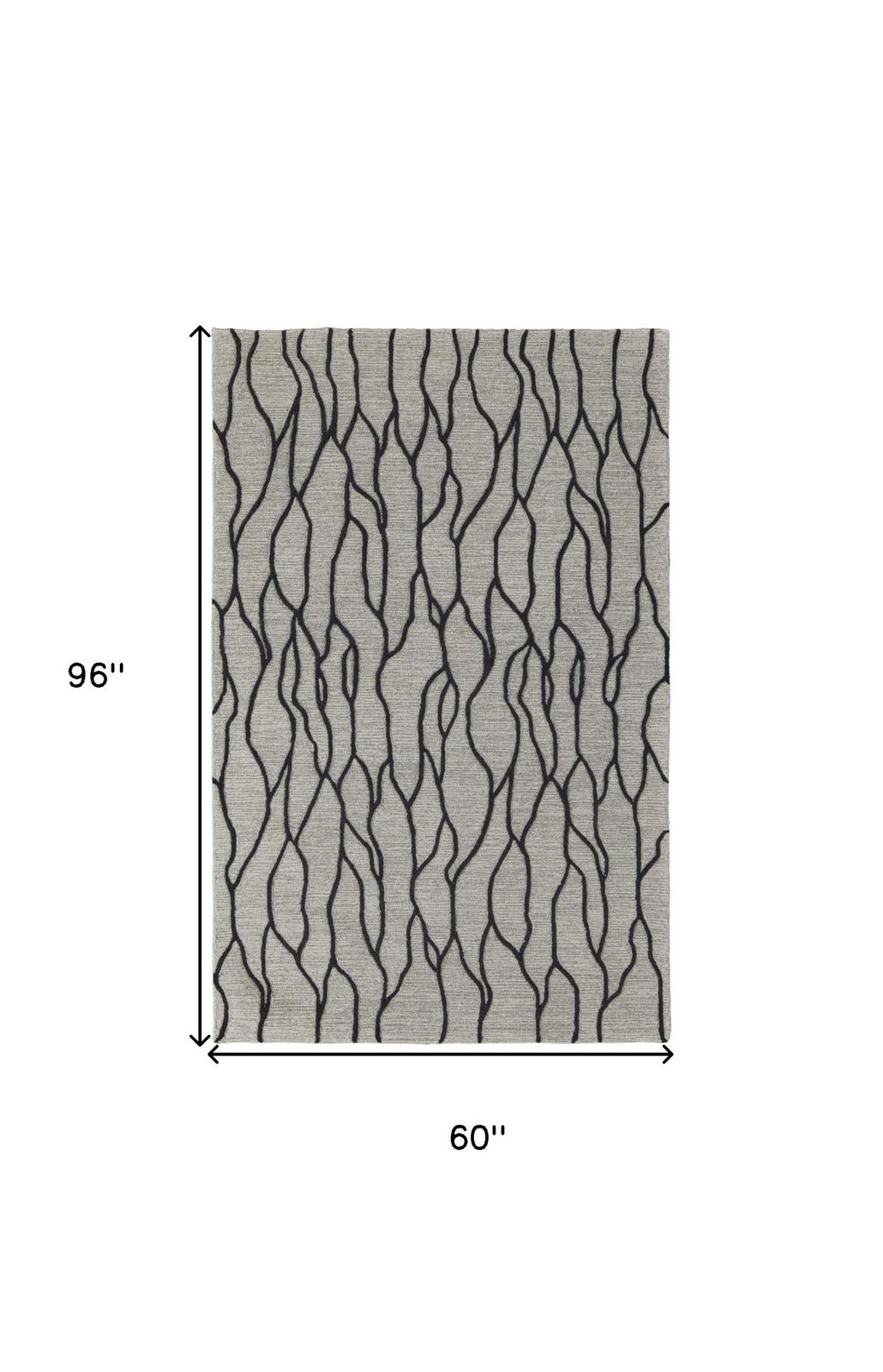 5′ X 8′ Gray And Black Wool Abstract Area Rug