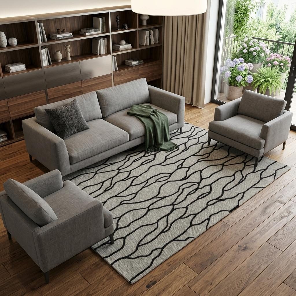 8′ X 11′ Gray And Black Abstract Wool Area Rug