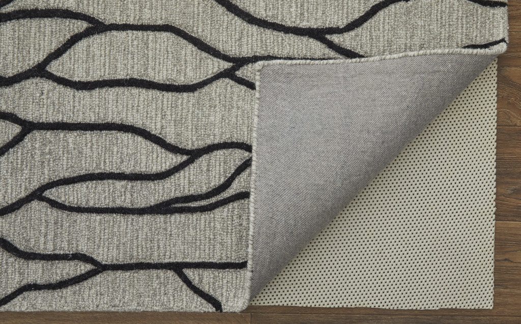 10′ X 13′ Gray And Black Abstract Wool Area Rug