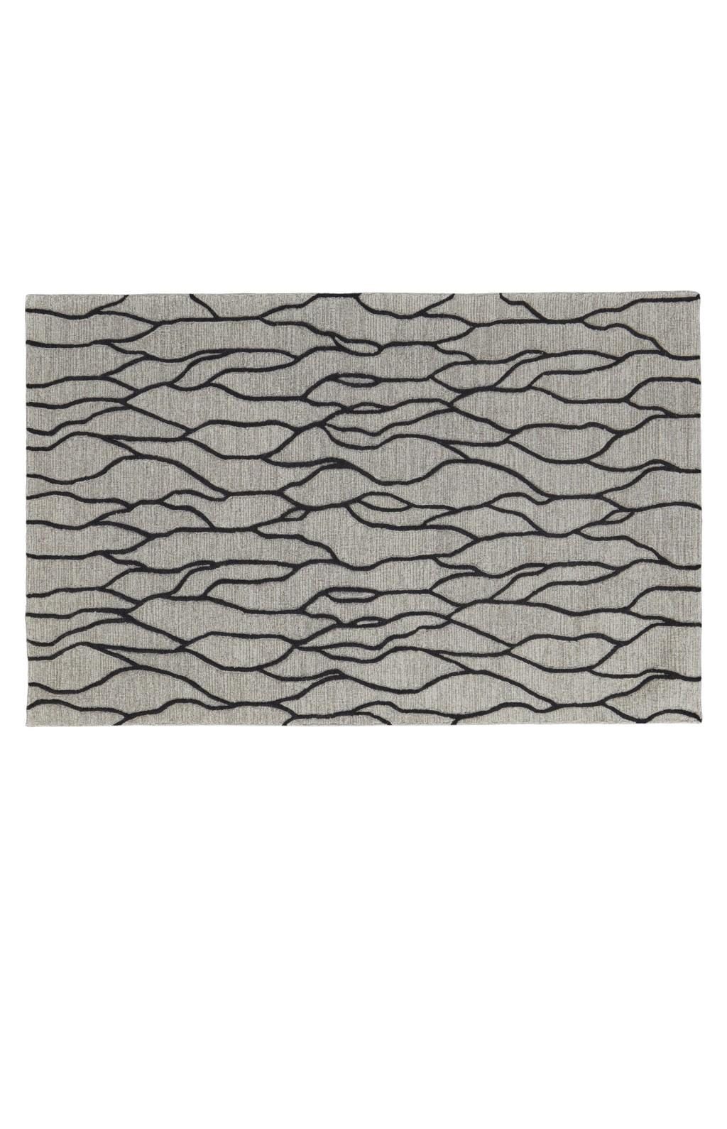 2′ X 3′ Gray And Black Wool Abstract Area Rug