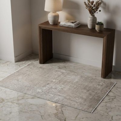 3′ X 5′ Tan and Ivory Abstract Distressed Area Rug
