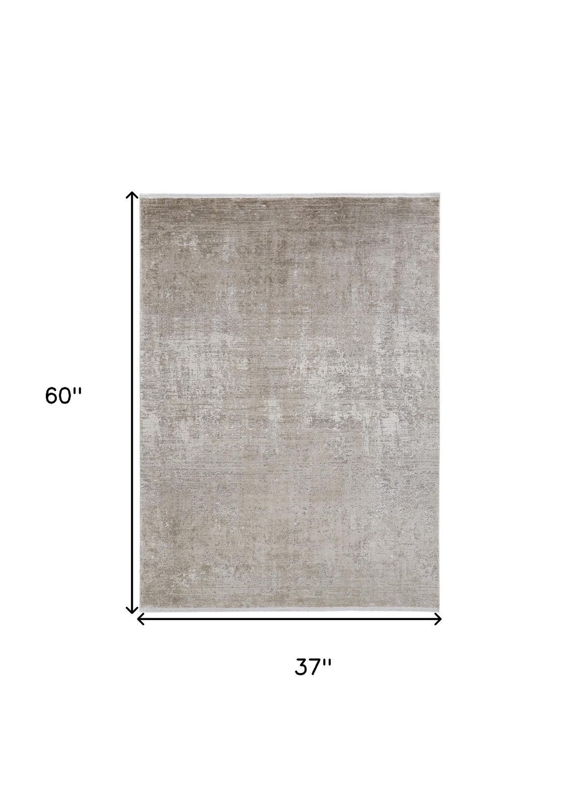 3′ X 5′ Tan and Ivory Abstract Distressed Area Rug
