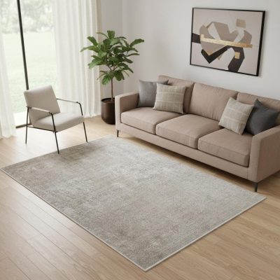5′ X 8′ Distressed Abstract Area Rug With Fringe