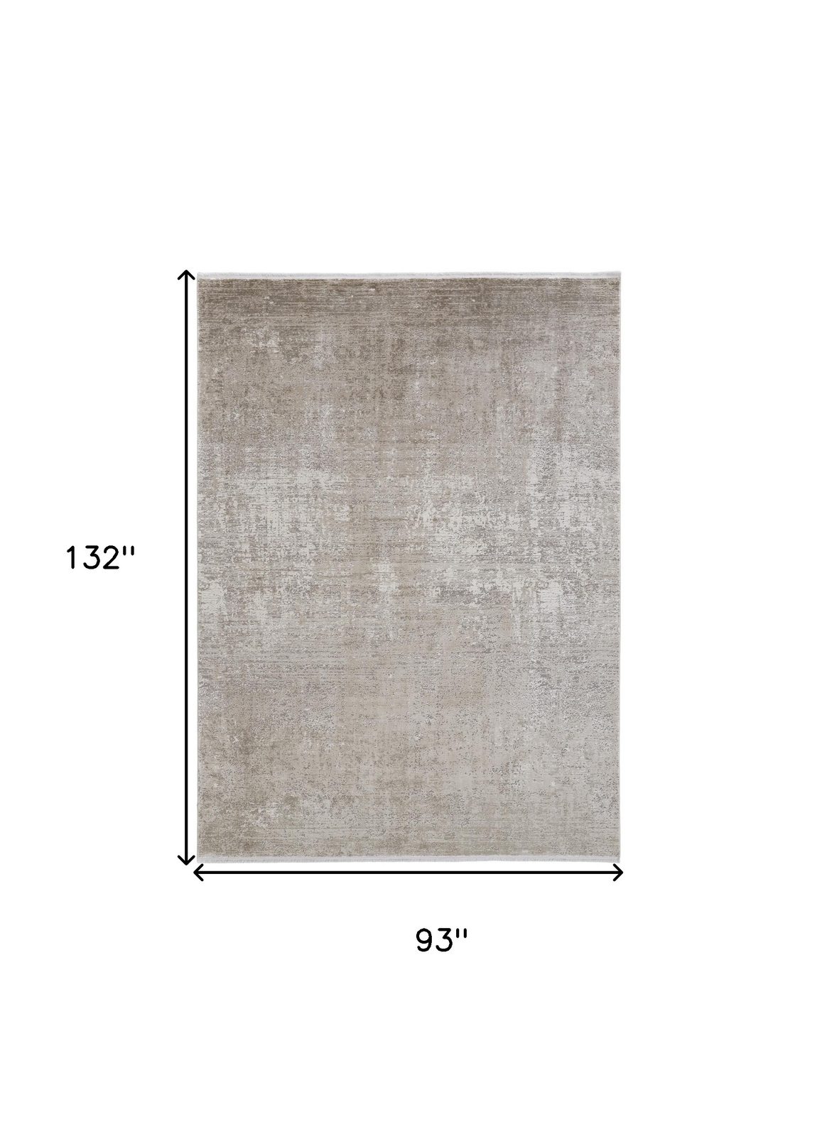 8′ X 11′ Distressed Abstract Area Rug With Fringe