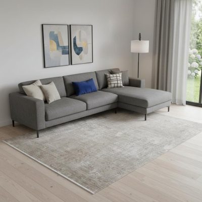 13′ X 20′ Tan and Ivory Abstract Distressed Area Rug