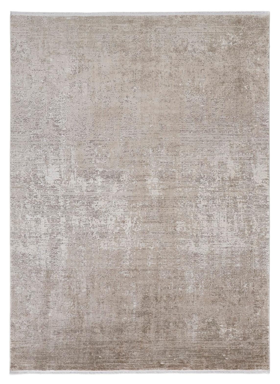 12′ X 15′ Tan Ivory Abstract Distressed Fringe Area Rug