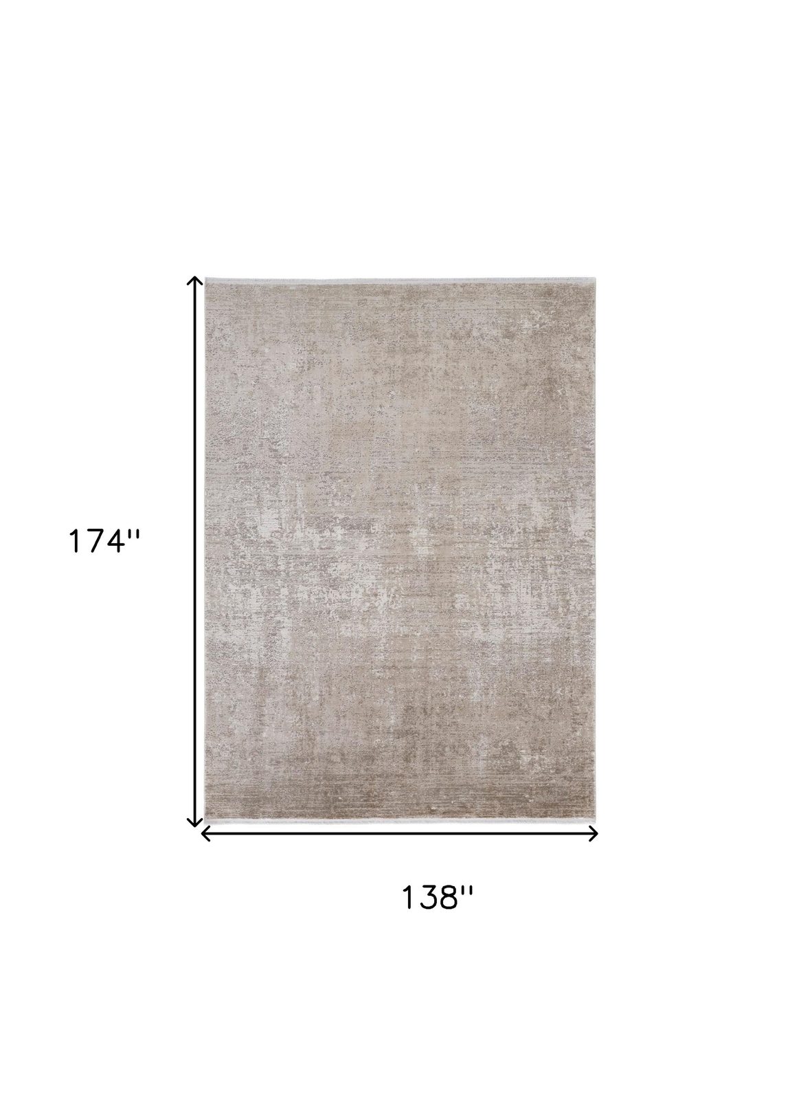 12′ X 15′ Tan Ivory Abstract Distressed Fringe Area Rug
