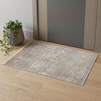 2′ X 3′ Tan and Ivory Abstract Distressed Area Rug
