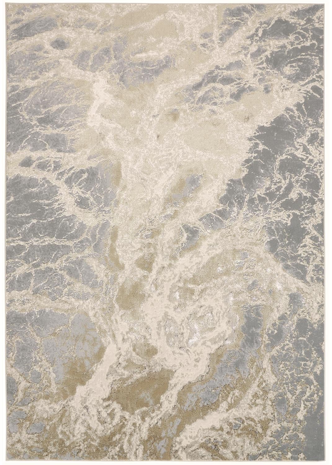 5′ X 8′ Ivory Tan And Gray Abstract Area Rug